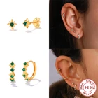 Женские серьги-гвоздики из серебра 2021 пробы с изумрудами