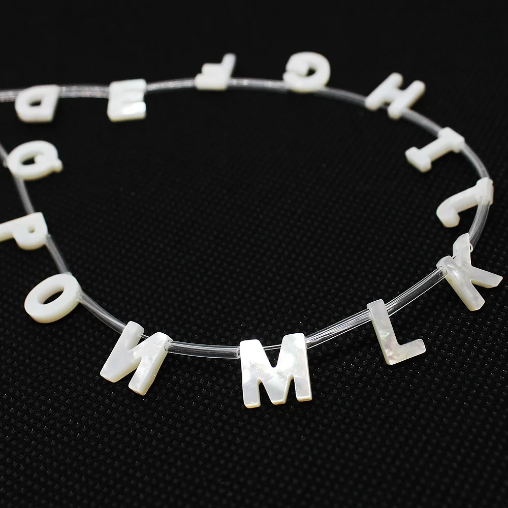 

10mm Natural Shell Beaded Carve Letter A-Z Loose Beads Women Jewelry Making DIY Bracelet Necklace Earrings Material Accessories