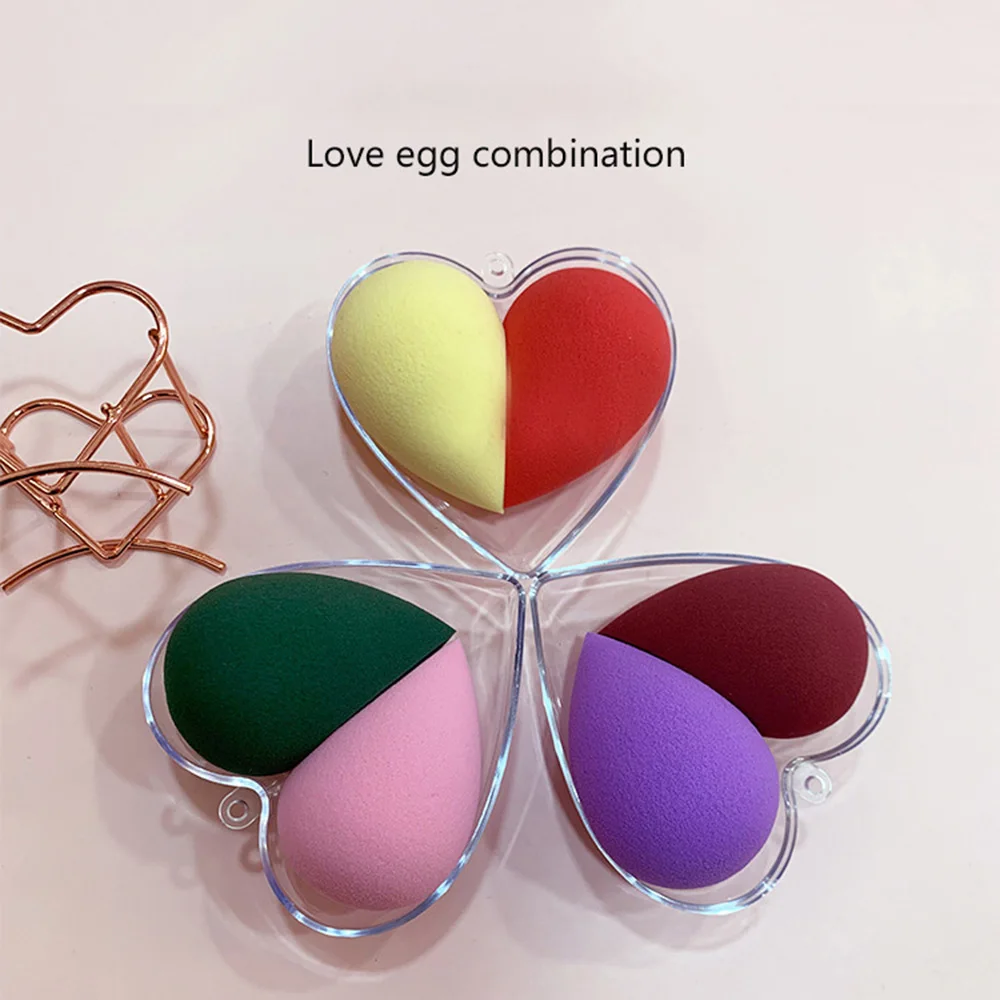 2 шт. сердце образный спонж для макияжа яйцо Мокрый Сухой Красота тональный крем