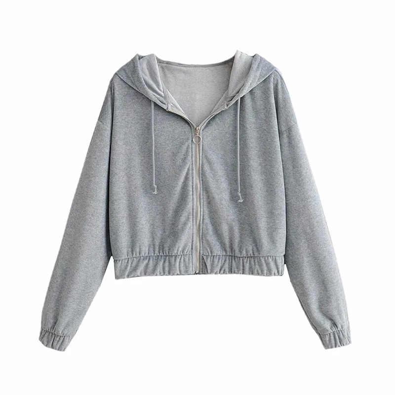 Sweetshirt Jacket Women Vogue Gray Zip-up Sweatshirts Long Sleeve Hoodies Sweatshirts Hooded Coat