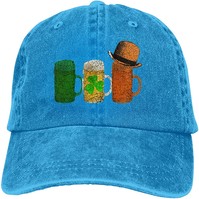 

Irish Beer Drunk Sports Denim Cap Adjustable Unisex Plain Baseball Cowboy Snapback Hat