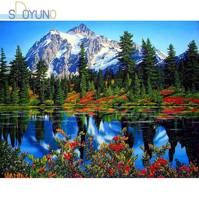 

SDOYUNO DIY Набор для рисования по номерам 60x75 см Рисование по номерам на холсте рама для пейзажа домашний декор пейзажа ручная роспись