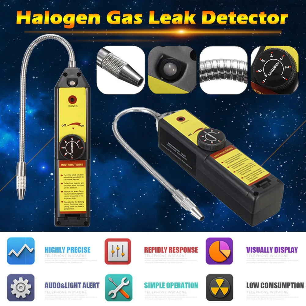 

Refrigerant Leak Detector Halogen Gas Leak Detector 7-Level Adjustable Sensitivity CFCs HCFCs HFSc Leakage Tester