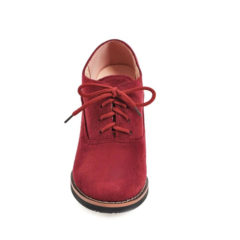 MCCKLE Autumn Shoes Women Pumps Suede Nubuck Lace Up Chunky Heels Ladies Fashion Platform Female Shoes Casual New Footwear