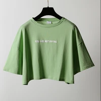 summer women letter printing t shirt harajuku 100 cotton t shirts short sleeve basic tees korean simple casual female crop top