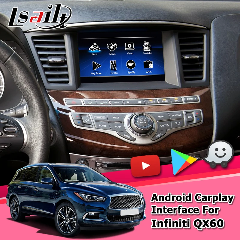 Интерфейс Android / carplay для Infiniti QX60 Pathfinder R62 2017 видеоинтерфейс с GPS навигацией waze от