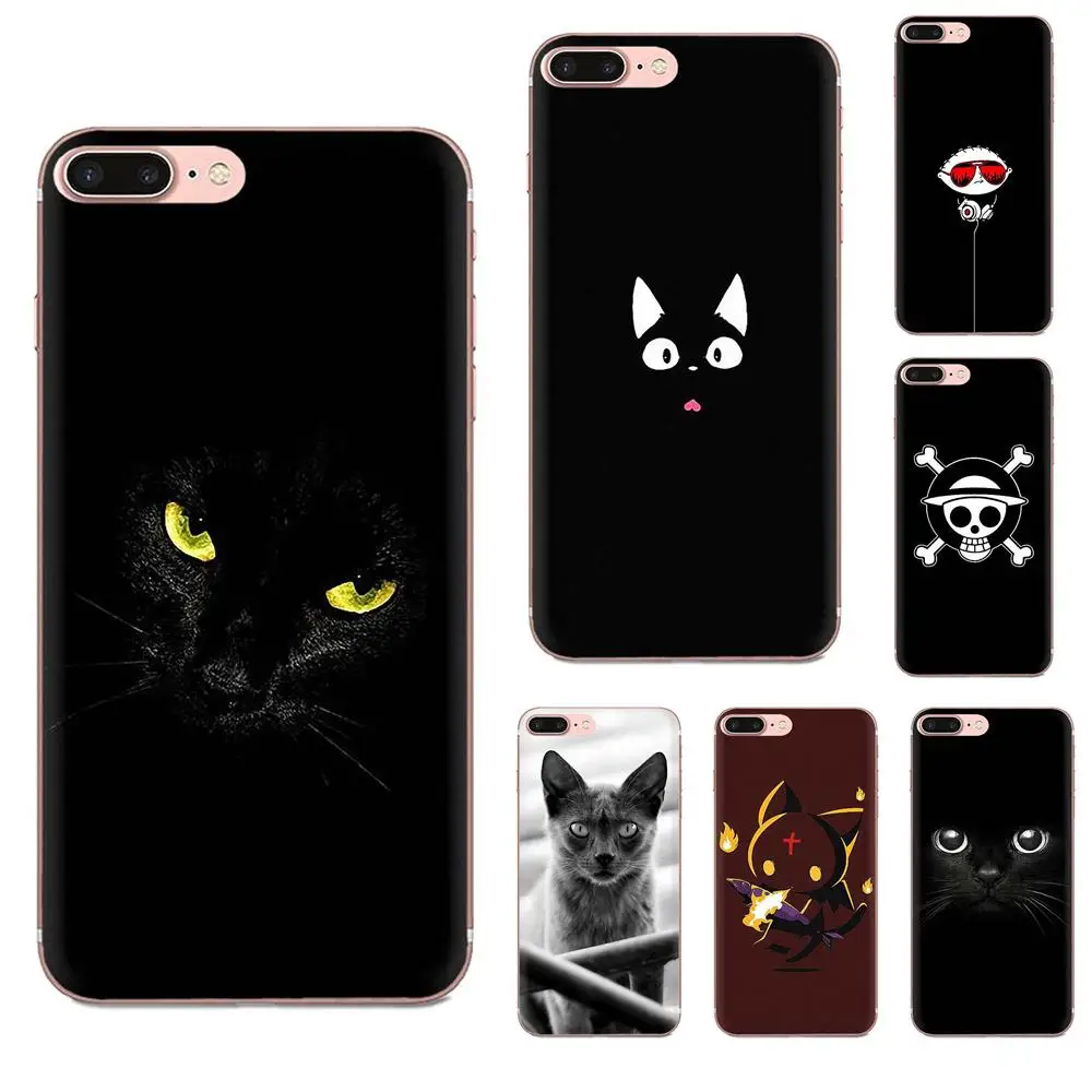 Мягкий чехол из ТПУ с футляры для мобильных телефонов изображением черного кота