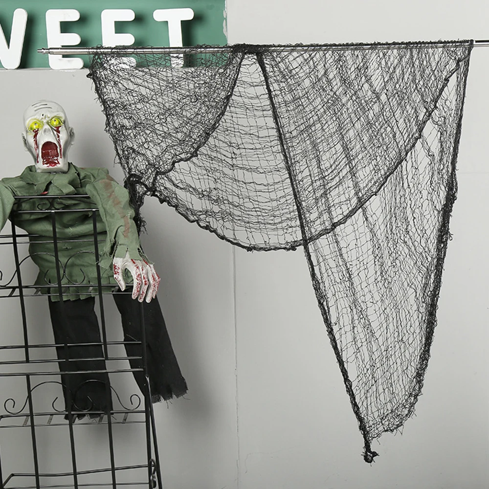 Жуткая ткань для Хэллоуина украшение окна стола двери сетка жуткая нарядная