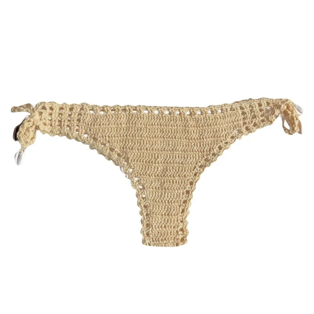 Summer Ladies Vintage Beach Crochet Panties Vacation Shell Bikini Swim Shorts Solid Low Waist Swimwear For Women 2020 Fashion | Спорт и