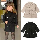 Зимнее пальто Pudcoco со склада в США, куртка для маленьких девочек, зимняя теплая верхняя одежда, детский однотонный Тренч с длинным рукавом и отложным воротником