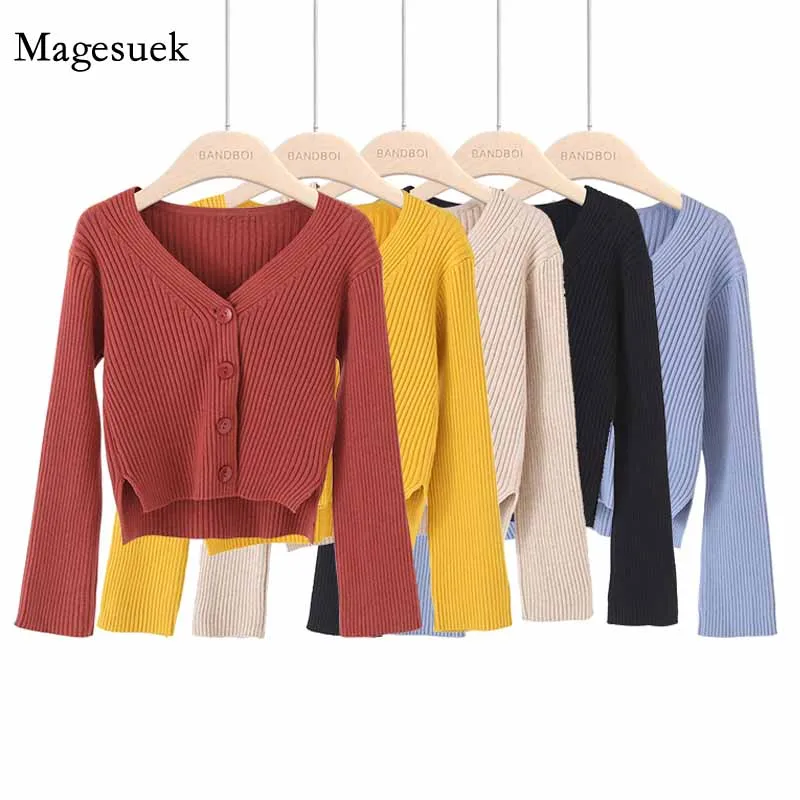 

Cardigan V Neck Casual Thin Jumper Knitted Sweater Women 2020 Winter Button Women's Sweater Female Clothing Pull Femme 12036
