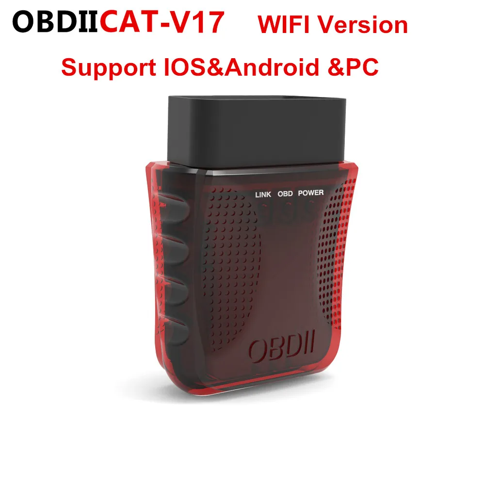 50 PCS OBDIICAT-V17 WIFI Elm327 OBD2 Interface V1.5 V017 Code Scanner For IOS Android And Windows PC Auto Diagnostic Scan Tool