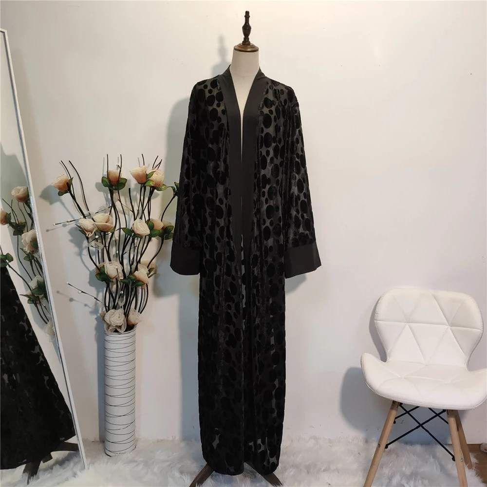 Black Eid Mubarak Kaftan Dubai Abaya Turkey Kimono Cardigan Hijab Muslim Dress Islamic Clothing Abayas For Women Robe Femme Ete |