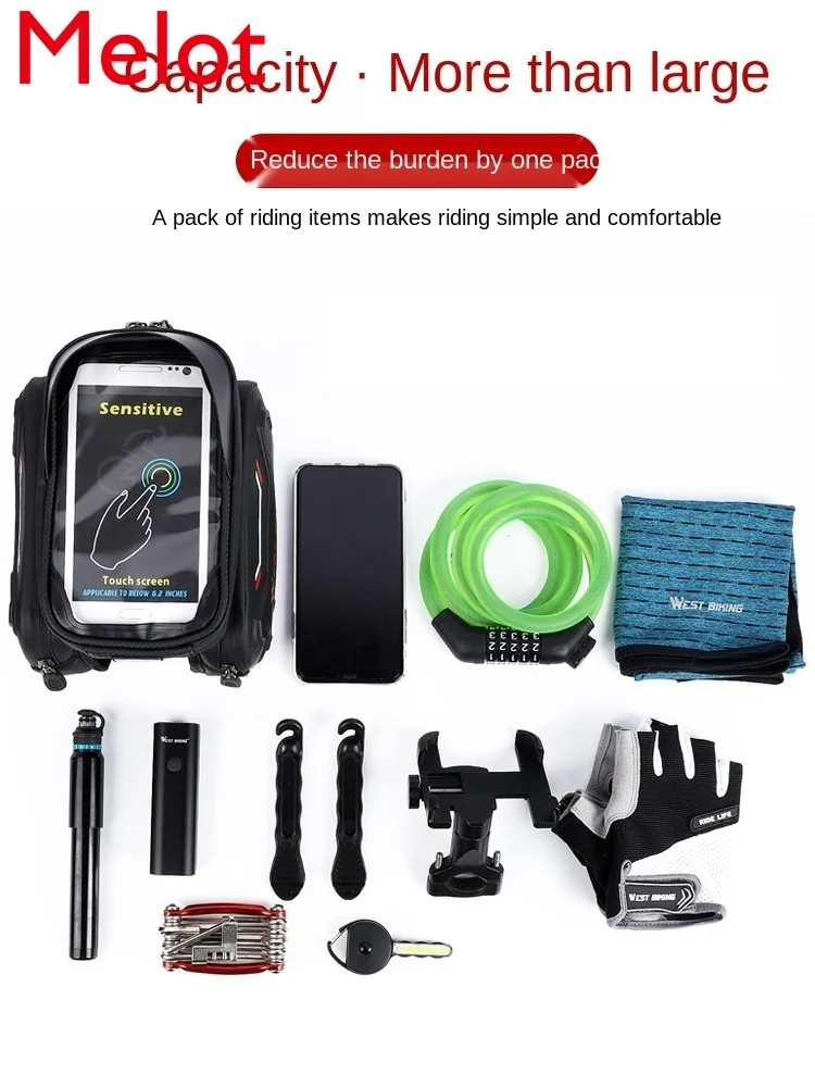 

Bicycle Bag Mountain Bike Front Beam Bag Hard Shell Waterproof Upper Tube Bag Touch Screen Saddle Bag Cycling Fixture