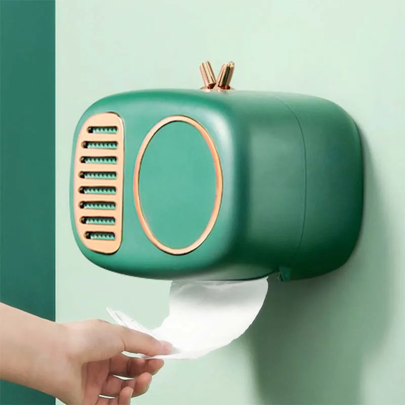 Retro Radio Model Toilet Paper Roll Holder Tissue Box Wall Mounted Waterproof Tray Tube Stand Case Bathroom Product | Дом и сад