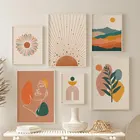 Скандинавский природный пейзаж, холст, живопись, черные линии, рисование, бохо, настенный плакат, искусство, фотографии, комната, домашний декор