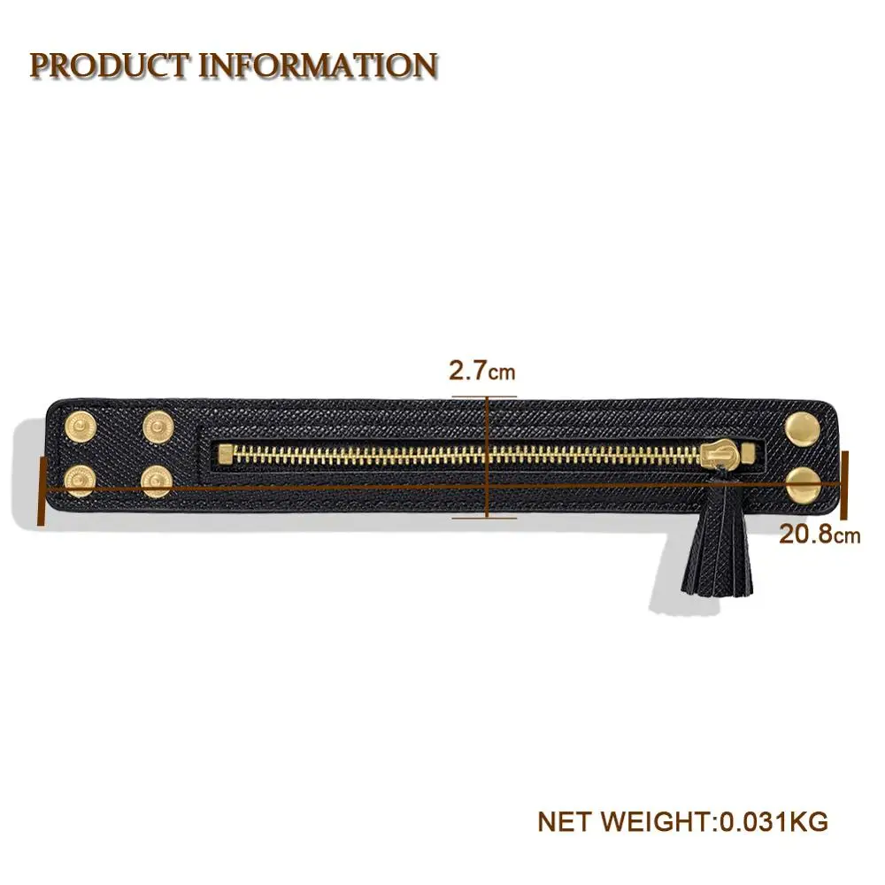 Многоцветный кожаный браслет с бахромой на молнии 2019 женский роскошный