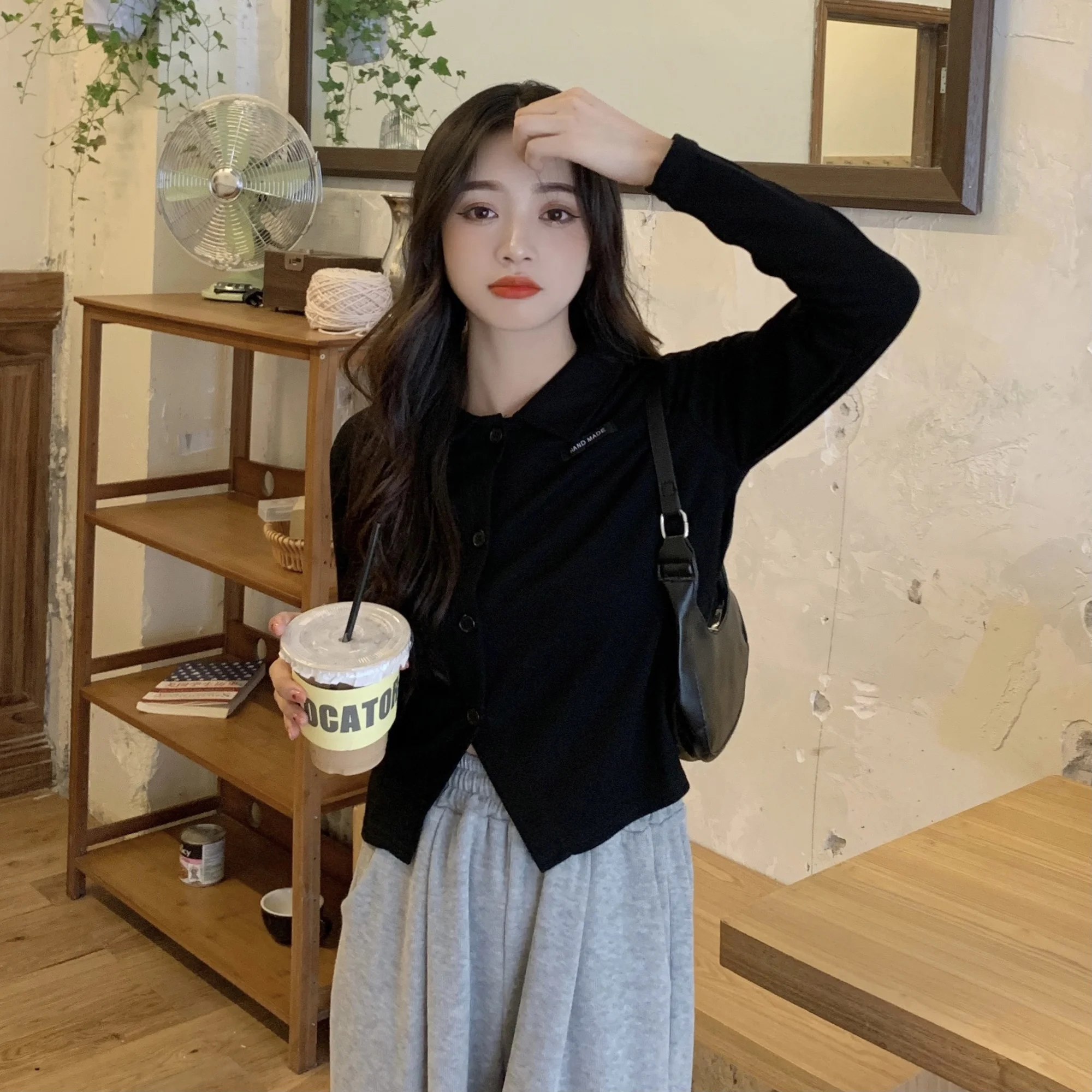 Большой шикарный кардиган свитер осенняя Асимметричная короткая облегающая