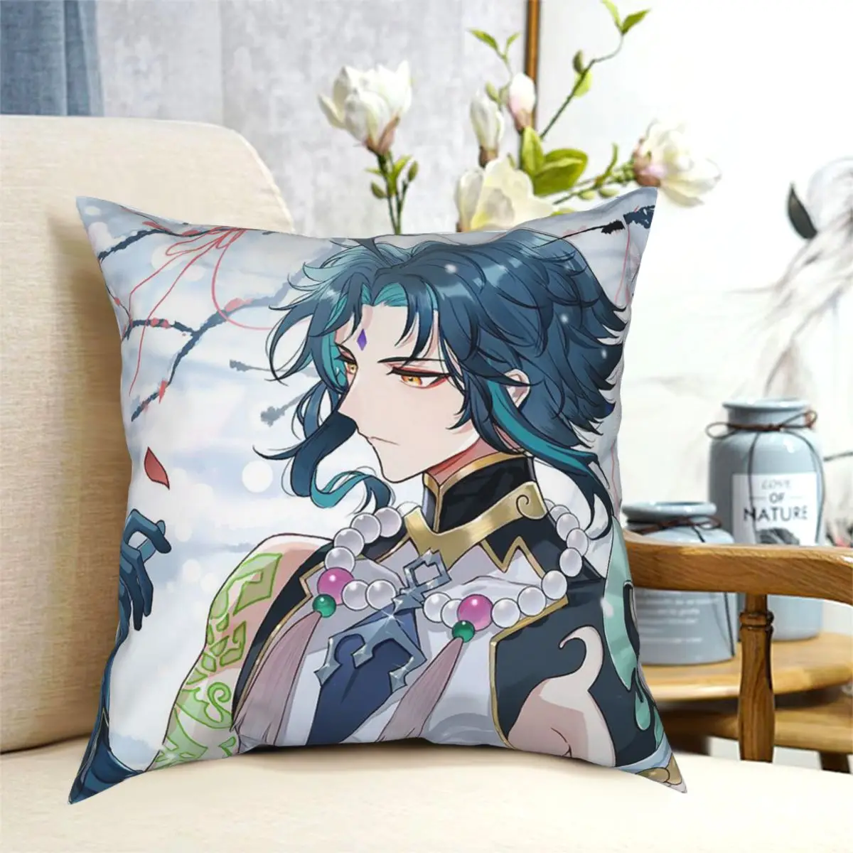 

Qing Throw Pillow Case Genshin Impact Game Cushion For Home Sofa Chair Decorative Hug Pillowcase