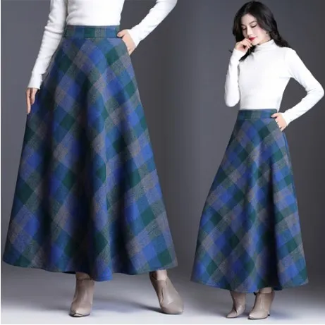 Винтажные юбки с высокой талией Женская мода 2020 осенняя зимняя элегантная