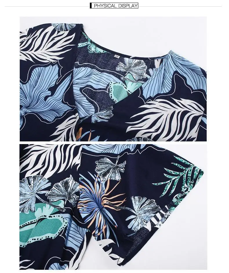

COCOEPPS 4XL 2020 Summer Plus Size Ruffle Floral Dress Women Casual V-neck Print Wrap Dress Boho Large Size Loose Beach Vestidos