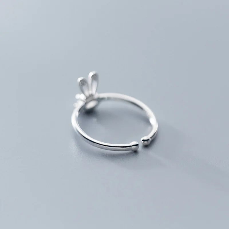 Женское регулируемое кольцо с кроличьими ушками из 100% стерлингового серебра 925