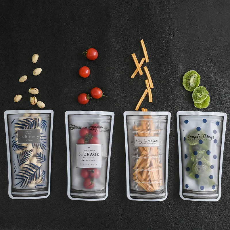 

4pcs Reusable Storage Bags Food Storage Bags Dishwasher Safe For Food Marinate Meat Fruit Cereal Sandwich Snack Travel Items