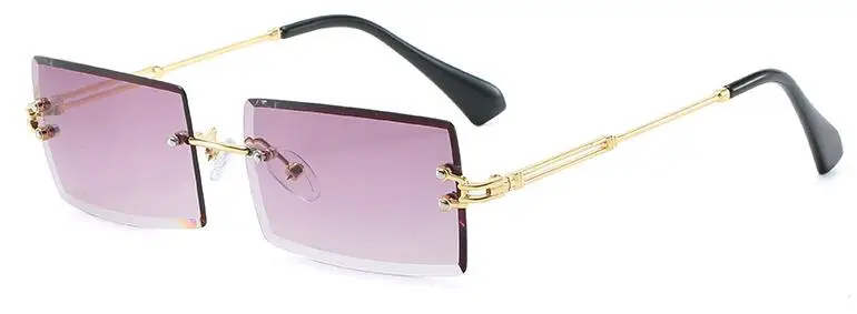 

Randloze Rechthoek Womens Zonnebril 2020 Luxe Merk Bruin Getint Lens Zonnebril Mode Vierkante Shades Gradient Eyewear