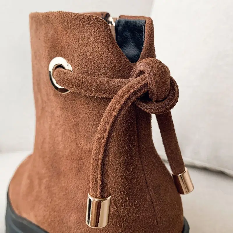 ZALAVOR 2020 New Arrival Genuine Leather Women Ankle Boots Autumn Winter Shoes Woman Round Toe Leisure Footwear Size 34-39 | Обувь