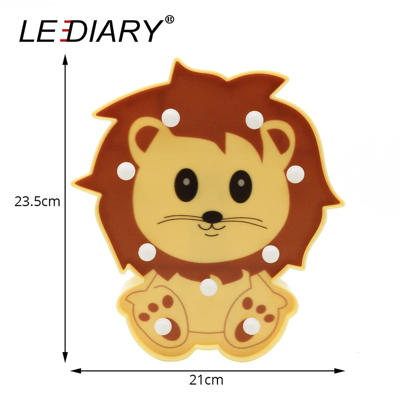Светодиодный ночник LEDIARY в виде цветных животных 3d-лампа милой панды Льва енота