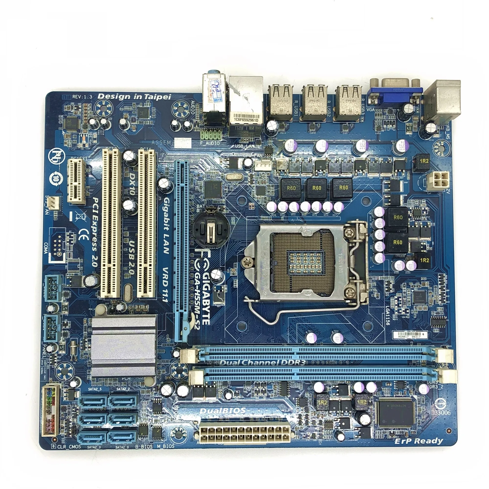 Оригинальная настольная Материнская плата GIGABYTE б/у H55 Socket LGA 1156 i3 i5 i7 DDR3 8G Micro