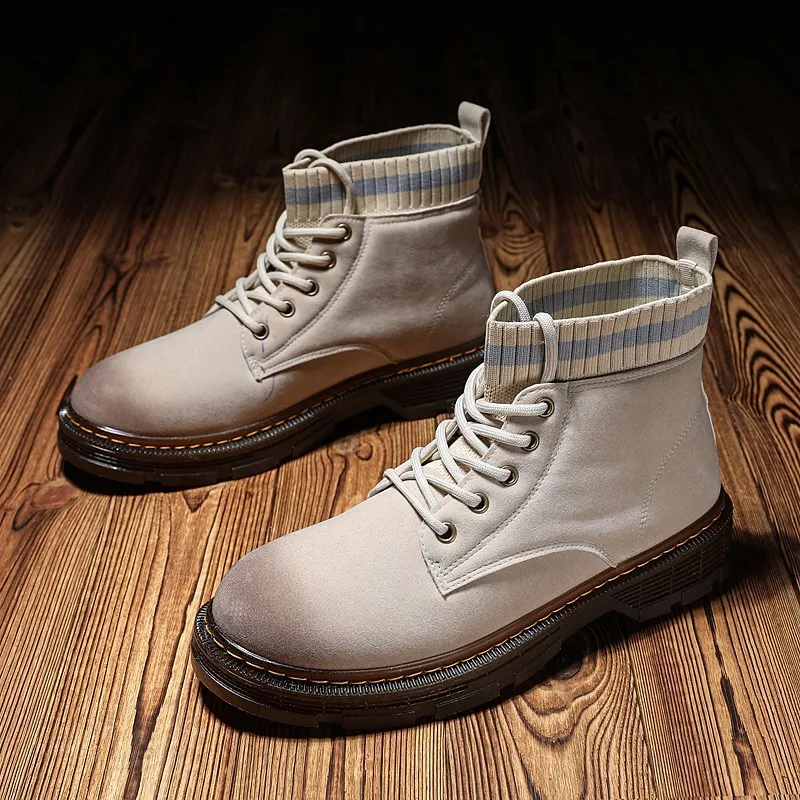 

British Gradient Martin Boots Men Autumn New Personality Fashion Casual Boots High-top Tooling Botas Hombre Men Work Shoes