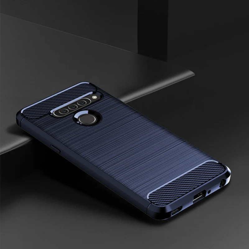 Для LG G8 чехол ThinQ + закаленное стекло мягкий из ТПУ силикон углеродное волокно