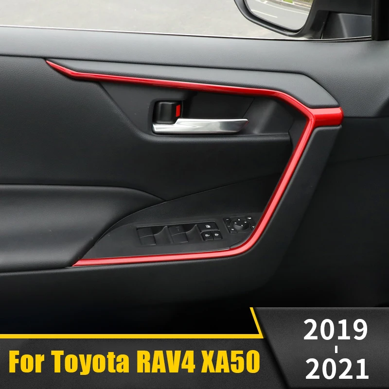 

For Toyota RAV4 RAV 4 2019 2020 2021 Car Interior Moulding Door Lift Armrest Decorative Door Bowl Strip Trims Cover Accessories