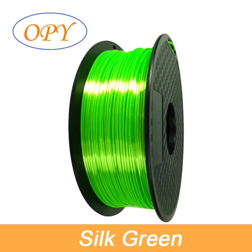 Silk Green Шелк Pla Филамент Топ Бронза Медь золото сатин серебро красный синий желтый розовый цвет пластиковый материал 1,75 мм 3D печать 1,75 нить - Цвет: Silk Green