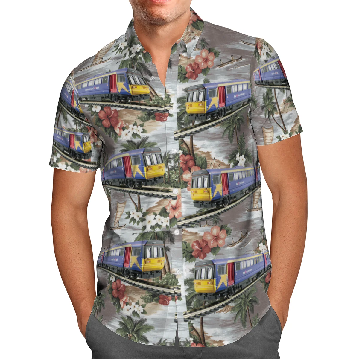 

Train 3D Print Beach Hawaii Summer 2021 Shirt Short Sleeve Shirt Streetwear Oversized 5XL Camisas De Hombre Blusa Masculina-28