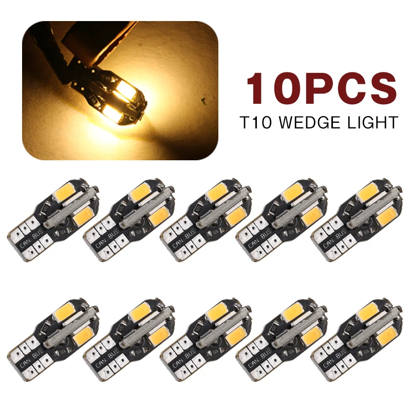 10X T10 Canbus светильник теплый белый 194 W5W 5730 8SMD светодиодный ная Автомобильная