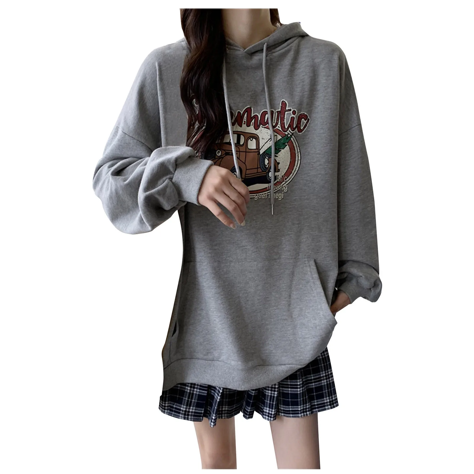 

Korean Style Loose Women's Loose Letters Blouse Leisure College Student Sweater Car Hoodies Sweatshirt Pullover Long Sleeve