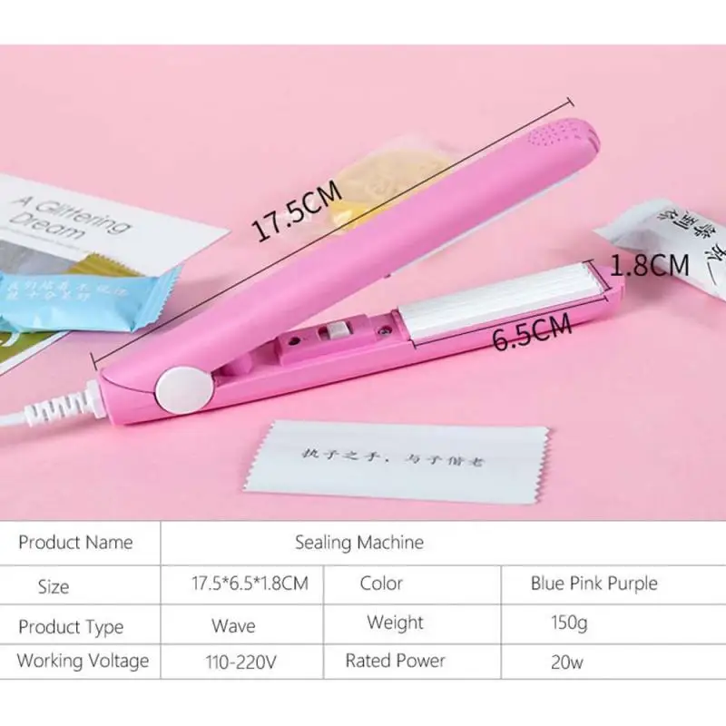 

Mini Sealing Machine With Cover Portable Candy Color Electric Heat Sealing Machine Food Vacuum Sealer For Household Accessories