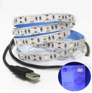 USB powered УФ ультрафиолетового пурпурного 395-405nm 5050 Светодиодные полосы света батарея USB 5 в не водонепроницаемый blacklight УФ-лента лампа DJ флуоресценция - Испускаемый цвет: USB powered