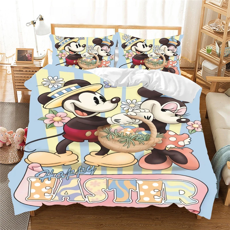 

Easter Bedding Set Disney Mickey Minnie Bed set Queen King Size Children Duvet Cover PillowCase Comforter Bedding Sets