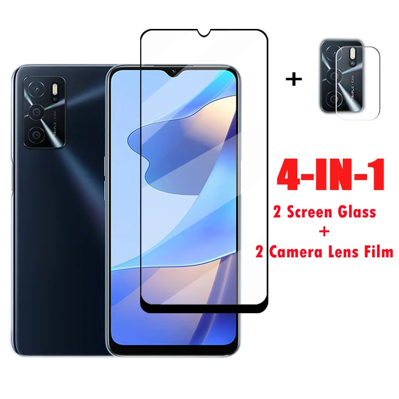 

Full Glue Glass For OPPO A16 Screen Protector For OPPO A16 A15 A15s Tempered Glass Phone Glass Camera Lens Film For OPPO A16