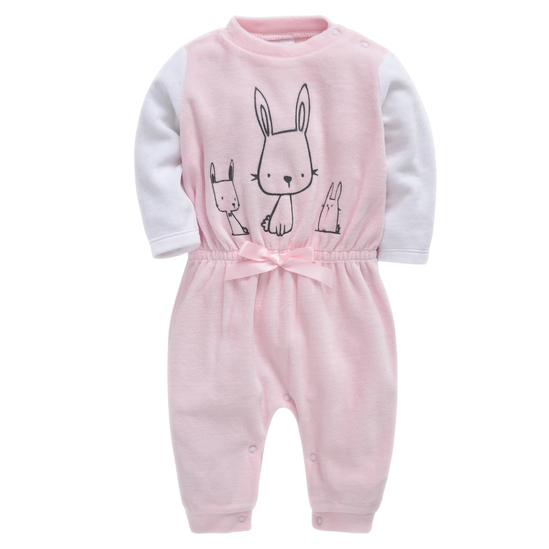 

Honeyzone Ropa De Bebe De 0 A 3 Meses Neonato Pink Rabbit Bow Baby Jumpsuit Baby Girl Winter Clothes Pyjama Roupa Bebe Menina