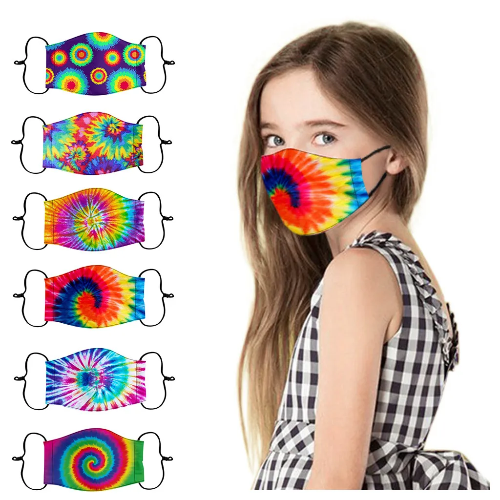 6 шт. детская краска для галстука маска лица Mascarilla Mascarar защитная Моющиеся