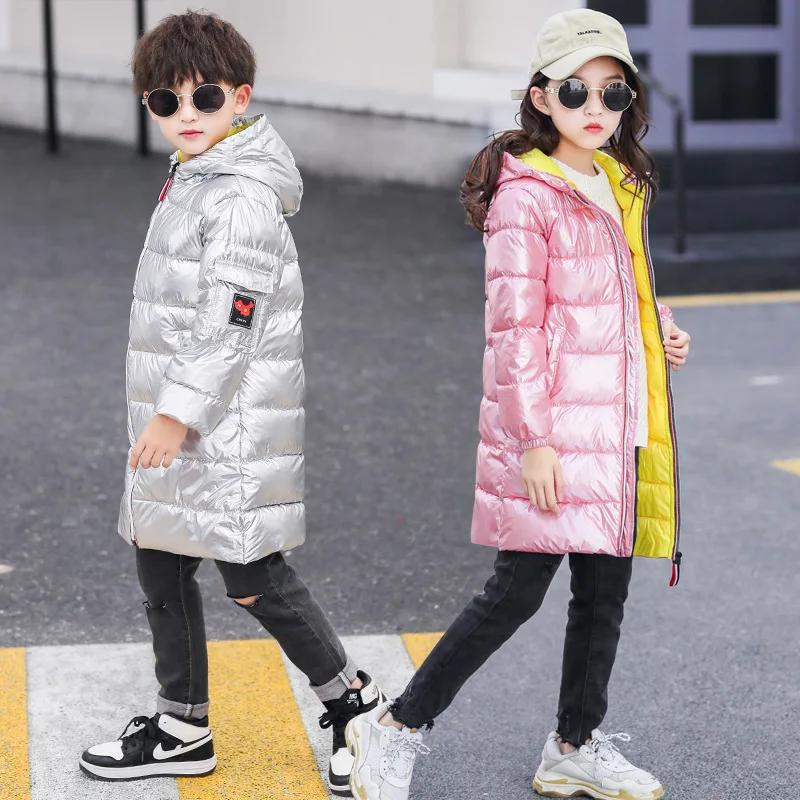 Зимние куртки для девочек с капюшоном теплая хлопковая позолоченная ткань