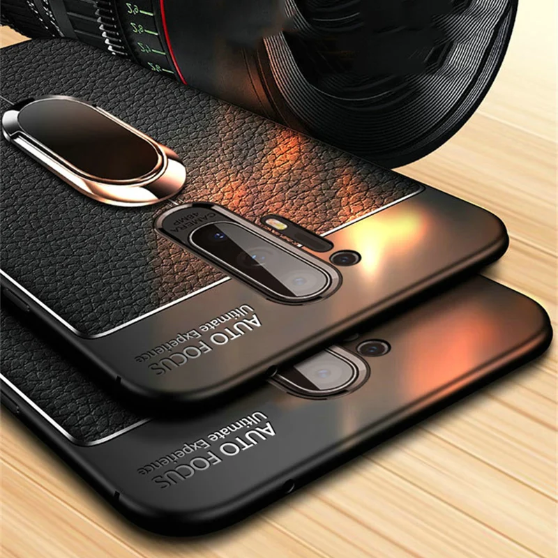 Мягкий силиконовый чехол с кожаной текстурой для Oneplus 8 Pro магнитным держателем 8T