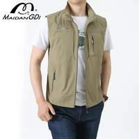 maidangdi mens multi pockets vest jacket casual sleeveless zipper jacket male clothes slim fit outerwear plus size waistcoat