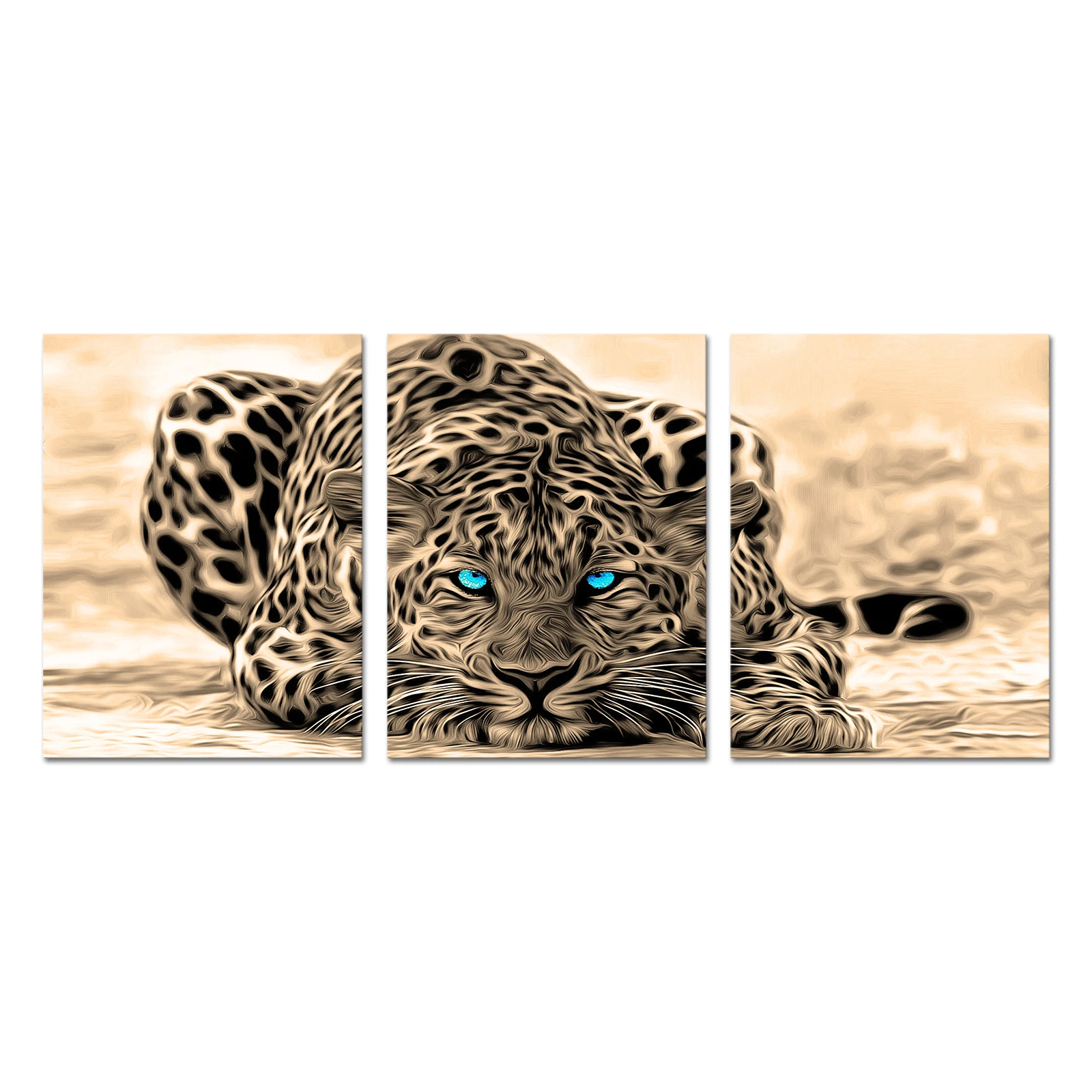 

3 Pieces Cheetah Poster Home Decor Abstract Animal Print Canvas Painting Modern Style Picture Living Room Wall Art