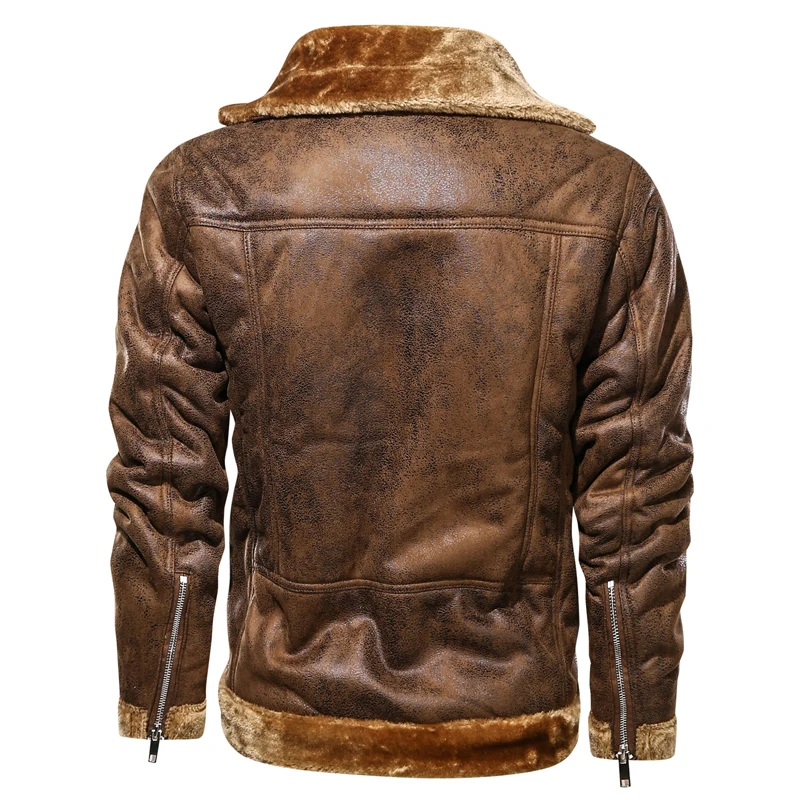 

Jackets For Men Winter Suede Leather Jacket Lapel Vintage Motorcycle Jacket Men Slim Fit Retro Coat Fashion Outwear Fur Lined