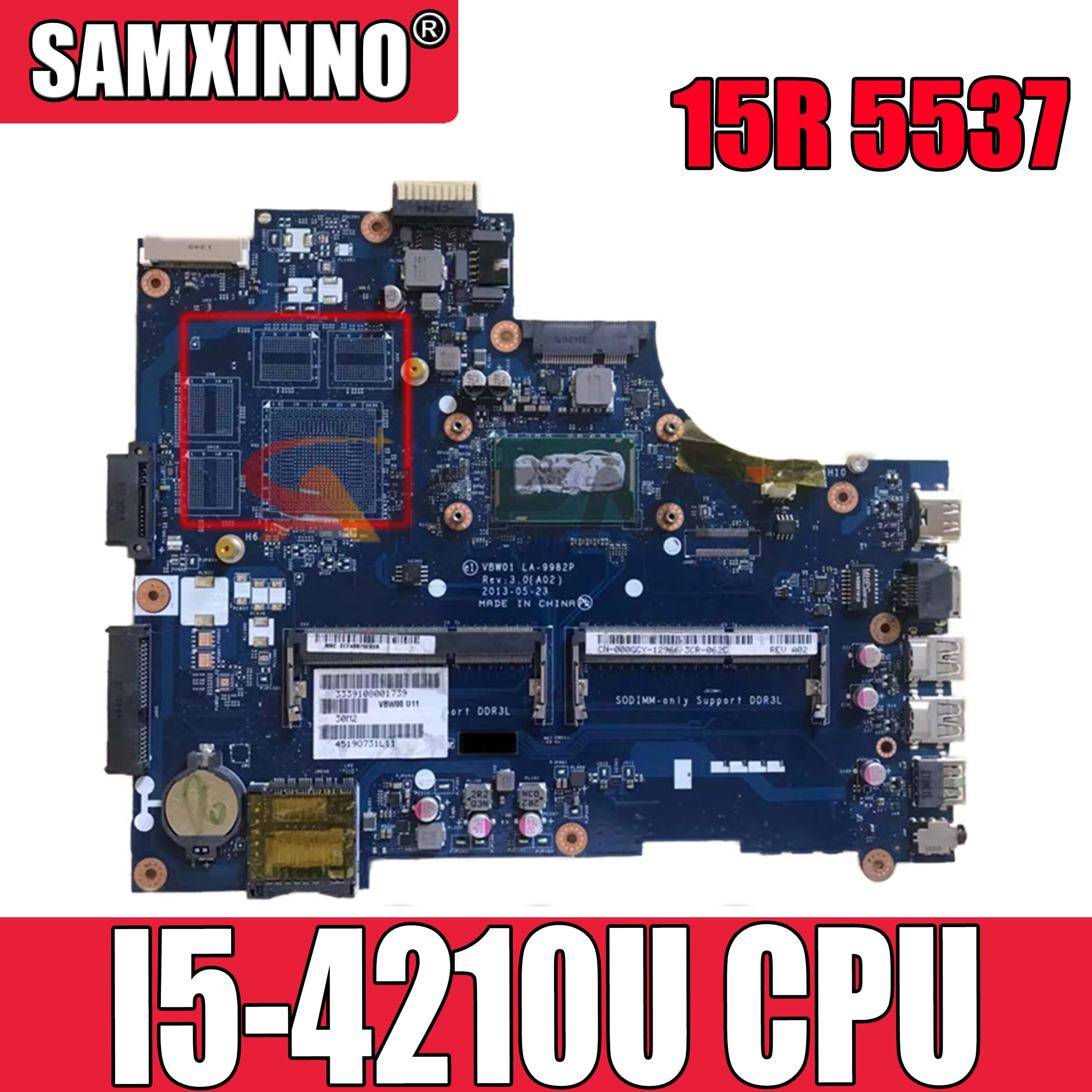 Оригинальная материнская плата для ноутбука DELL Inspiron 15R 5537 3537 SR170 I5-4210U VBW01 CN-000GCY 000GCY